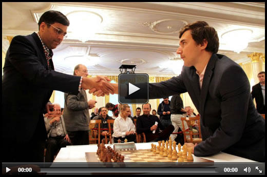 Comienzo de la partida Karjakin-Anand (Zúrich 2015 – ronda 5 final)