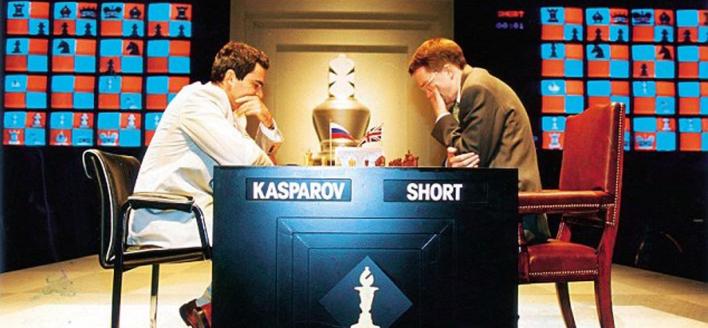Kasparov - Short en el match de 1993. Foto: Saint Louis Chess Club